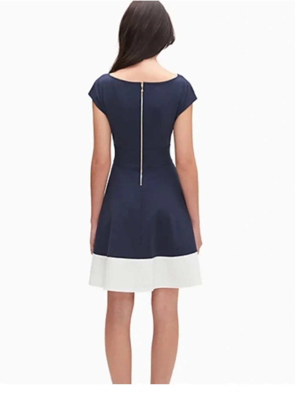 kate spade Navy and White Fit & Flare Contrast Hem color block size S